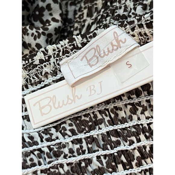 Blush BJ Brown Floral Spaghetti Strap Mini Cut-out Smocked Summer Dress Small - Picture 10 of 10